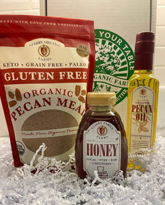 Gift Box #9 16oz Pecan Meal, 250MLPecan Oil, 16oz Local Honey