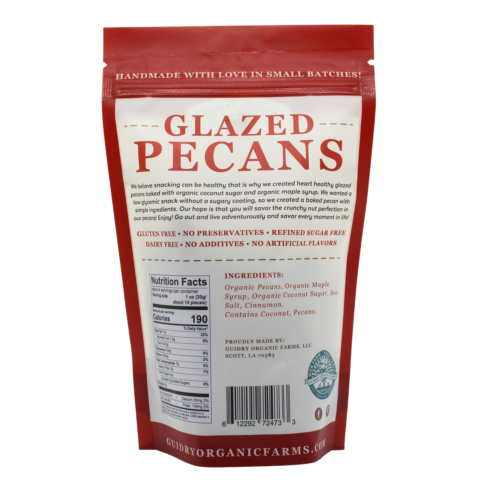 4oz Glazed Pecans (Gluten Free, Dairy Free, Refined Sugar Free)