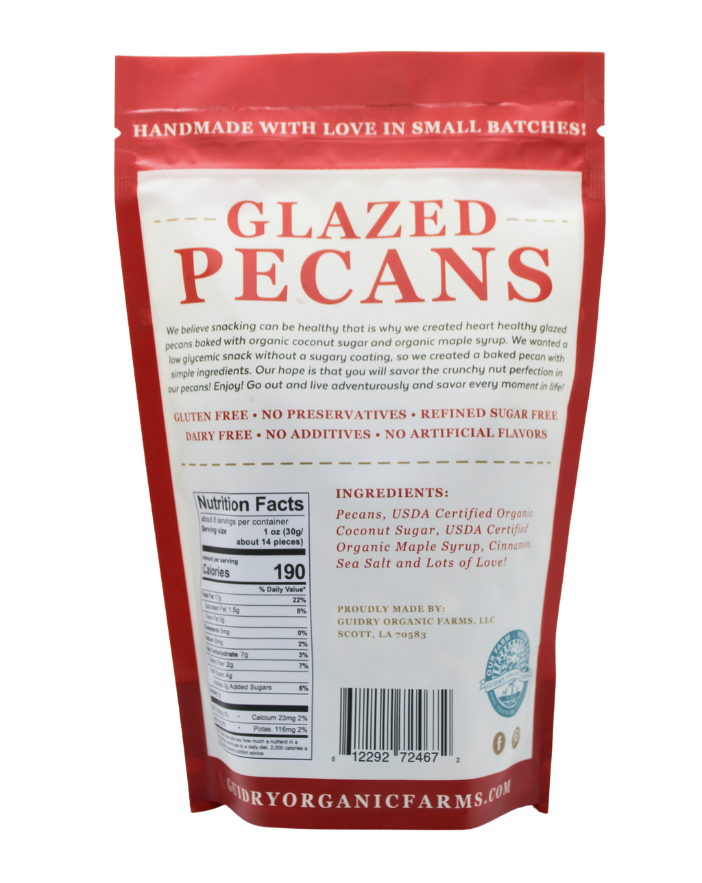 8oz Glazed Pecans (Gluten Free, Dairy Free, Refined Sugar Free)