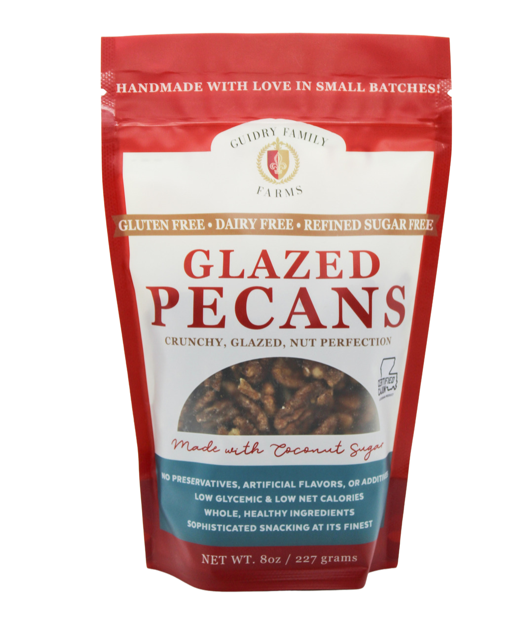 8oz Glazed Pecans (Gluten Free, Dairy Free, Refined Sugar Free)