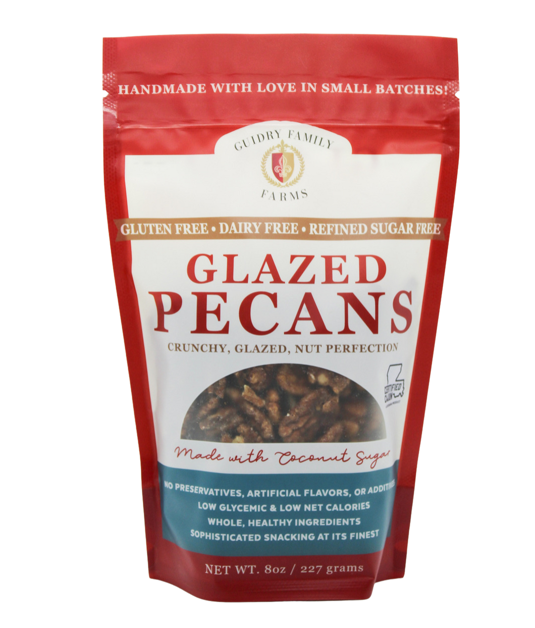 8oz Glazed Pecans (Gluten Free, Dairy Free, Refined Sugar Free)