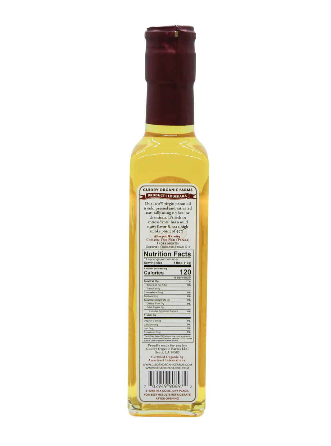 Pecan Oil 250ml - USDA Organic Certified & Heart Healthy Oil**BACK IN STOCK !!*