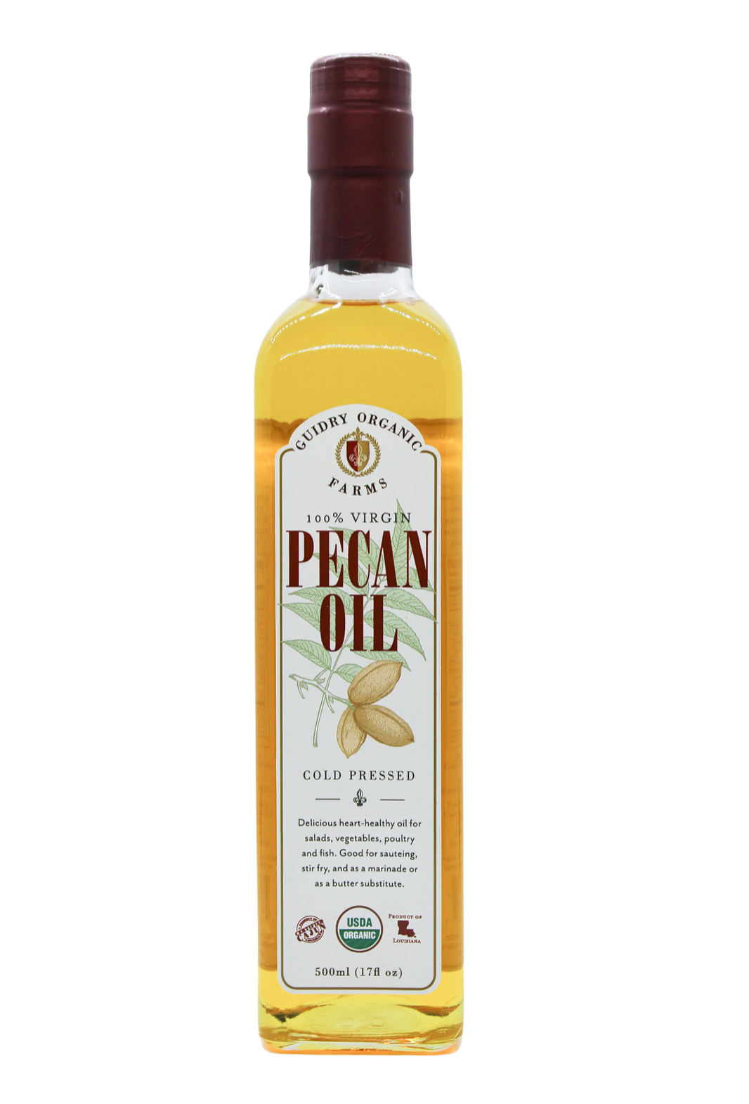 Pecan Oil 500ml - USDA Certified Organic & Heart Healthy Oil