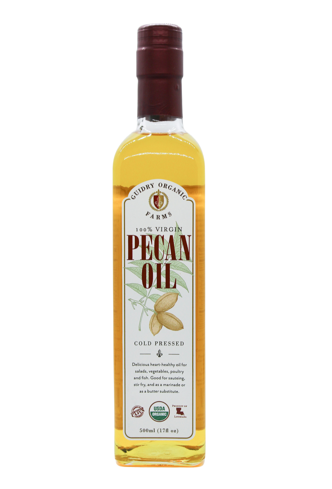 Pecan Oil 500ml - USDA Certified Organic & Heart Healthy Oil