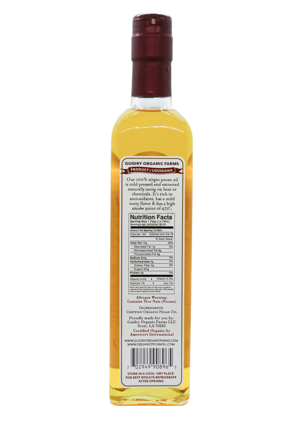 Pecan Oil 500ml - USDA Certified Organic & Heart Healthy Oil