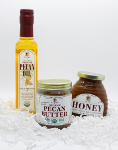 Gift Box #12: 250ML Pecan Oil, 8oz Pecan Butter, 12 oz Raw Honey