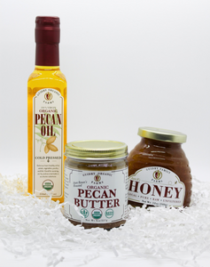 Gift Box #12: 500ML Pecan Oil, 8oz Pecan Butter, 12 oz Raw Honey