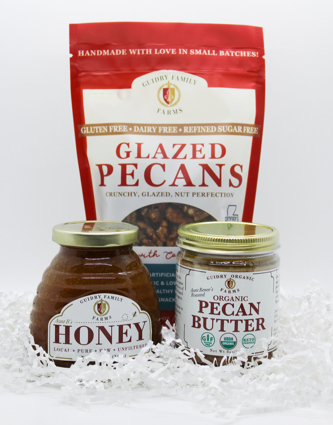 Gift Box #11: 8oz Pecan Butter, 12oz Local Honey, 8oz Glazed Pecans
