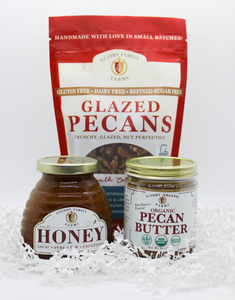 Gift Box #11: 8oz Pecan Butter, 12oz Local Honey, 8oz Glazed Pecans