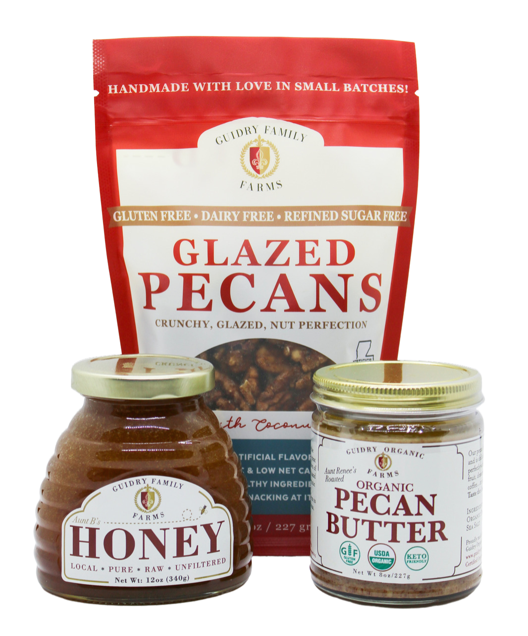 Gift Box #11: 8oz Pecan Butter, 12oz Local Honey, 8oz Glazed Pecans