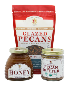 Gift Box #11: 8oz Pecan Butter, 12oz Local Honey, 8oz Glazed Pecans