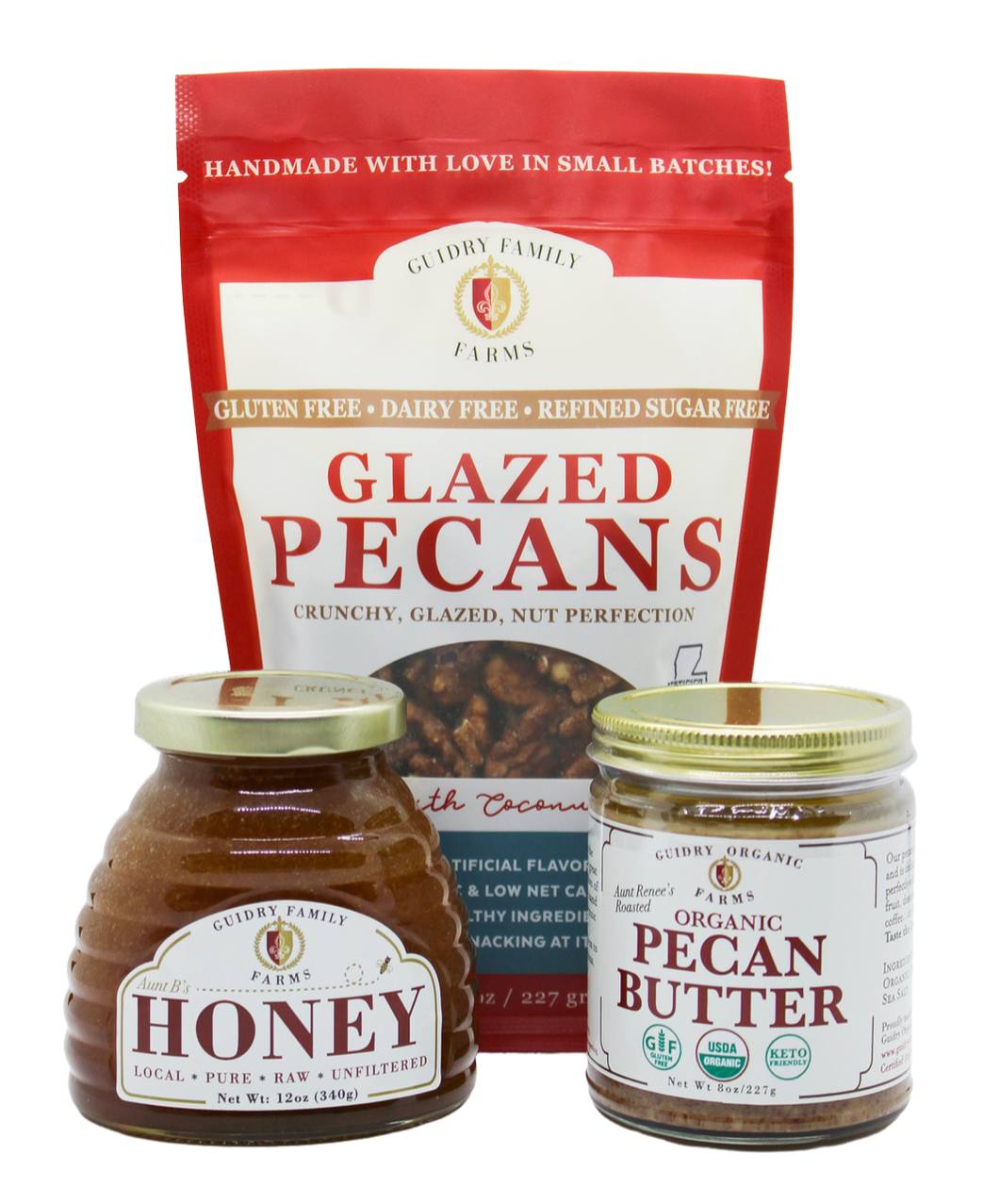 Gift Box #11: 8oz Pecan Butter, 12oz Local Honey, 8oz Glazed Pecans