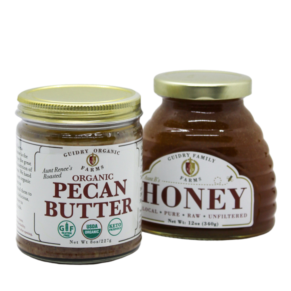 Gift Box #6: 8oz Pecan Butter & 12oz Raw Honey