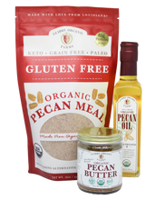 Load image into Gallery viewer, KETO BOX - 16oz USDA Certified Organic Pecan Meal, 8oz Pecan Butter, 250ml USDA Certified Organic Pecan Oil
