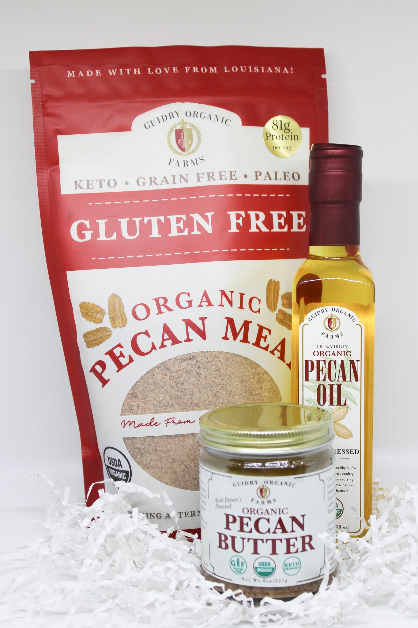 KETO BOX - 16oz USDA Certified Organic Pecan Meal, 8oz Pecan Butter, 250ml USDA Certified Organic Pecan Oil