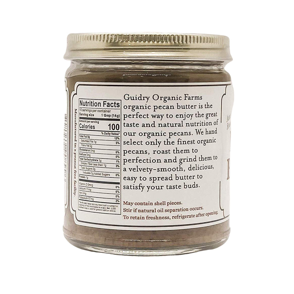 Pecan Butter 8oz - USDA Certified Organic (Keto-Friendly, Gluten Free, No Added Sugars) - Guidry Organic Farms